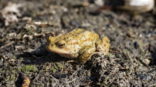Common toad (Bufo bufo), Mating season, Stallauer Weiher, Bavaria, Germany