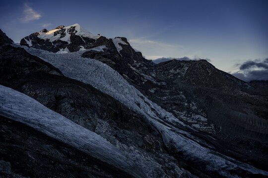 Piz Rosegg with Rosegg glacier at blue hour, St Moritz, Engadin, Grisons, Switzerland