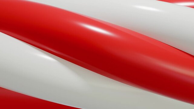Abstract 3D Red and White Twisted Cylinder Seamless Loop.