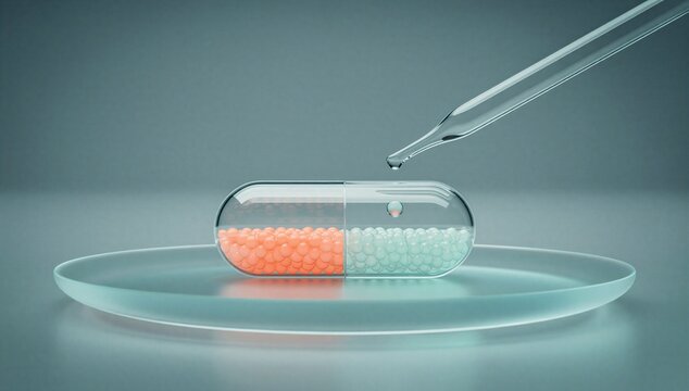 Laboratory petri dish with pipette and sample in a medical trial concept, showing research, testing, and drug development.