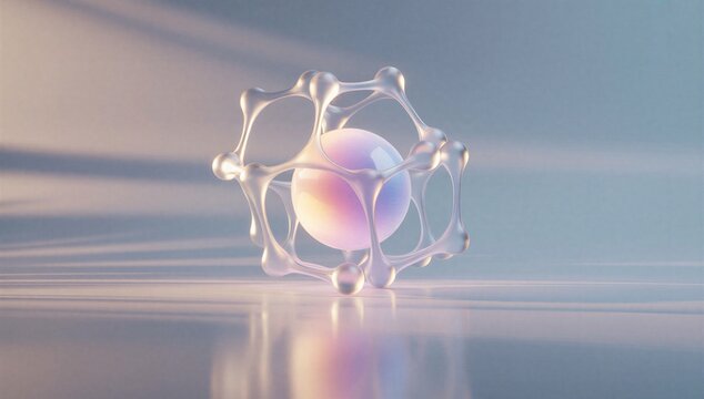 Abstract cell sphere with soft glow symbolizing regenerative medicine, stem cell research, tissue repair, and future healing.