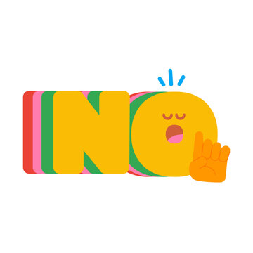 No Typography with Stop Hand Gesture &ndash; Colorful Refusal Concept Illustration