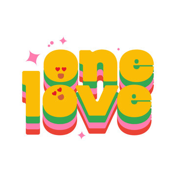 One Love Typography &ndash; Colorful Romantic Lettering Illustration
