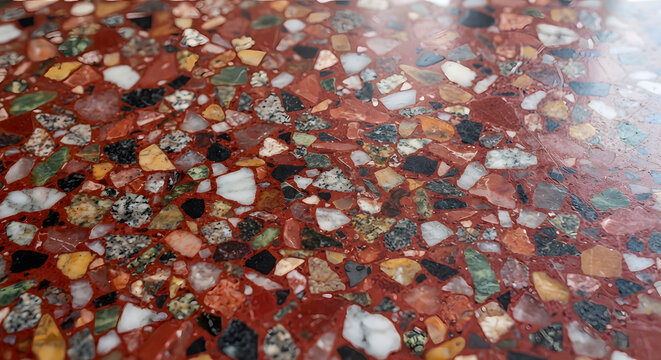 Close up of red terrazzo stone texture