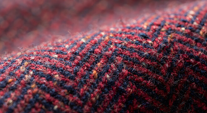 Close up of red and blue tweed textile texture