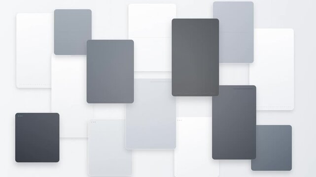 Minimalist grid of floating grey and white rectangular tiles