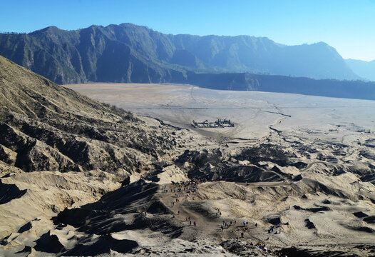 Wide Volcanic Landscape of Tengger Caldera near Mount Bromo, East Java, Indonesia