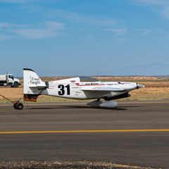 Fototapeta premium National Championship Air Races 9-18-2026 Roswell NM USA Formula 1 class aircraft at the National Championship Air Races at the Roswell International Air Center