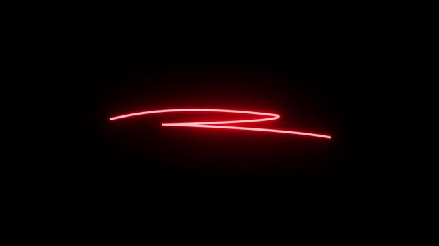 Neon red underline highlight line animation with alpha channel, scribble doodle transparent background. 4k video.