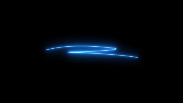 Neon blue underline highlight line animation with alpha channel, scribble doodle transparent background. 4k video.
