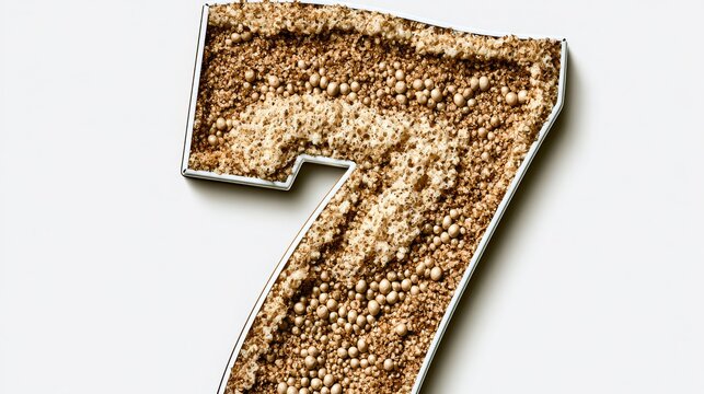 Lucky number seven shaped from beer foam in Oktoberfest style, isolated on white with a 3D appearance. 