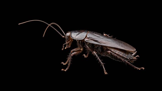 oriental cockroach close up isolated on black background video