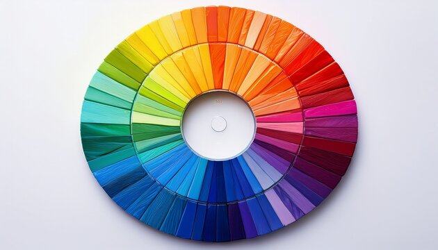 vibrant and complete color wheel showing spectrum of hues on an isolated white background