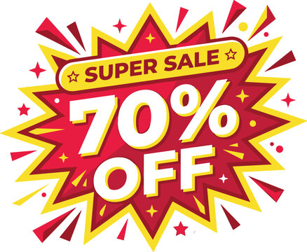 Vibrant 70 percent off super sale graphic for marketing promotions