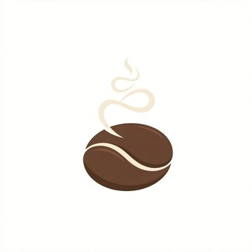 A modern and simple vector logo illustration of a single roasted coffee bean with abstract steam rising, set against a plain white background.