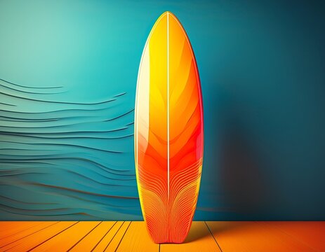 vibrant gradient surfboard with orange and yellow design perfect for summer surfing and beach sports