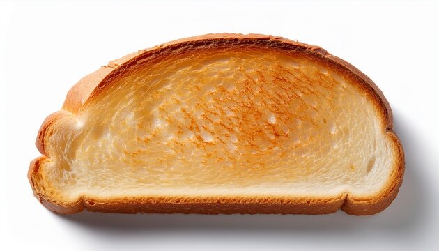 a slice of bread is cut out on a white background toasted slice of bread on a white background suitable for insertion into a design or project