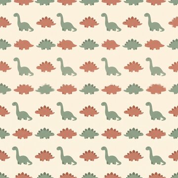 Dinosaur Silhouette Nursery Seamless Pattern Vector Gender Neutral