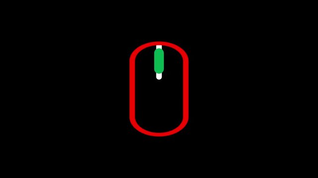 Mouse scrolling Animated Line Icon Seamless Loop Motion Graphic Concept on black background. Animation Video 4K