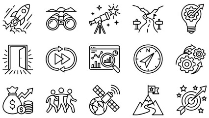 Fototapeta premium Set of business and technology icons for creative project development