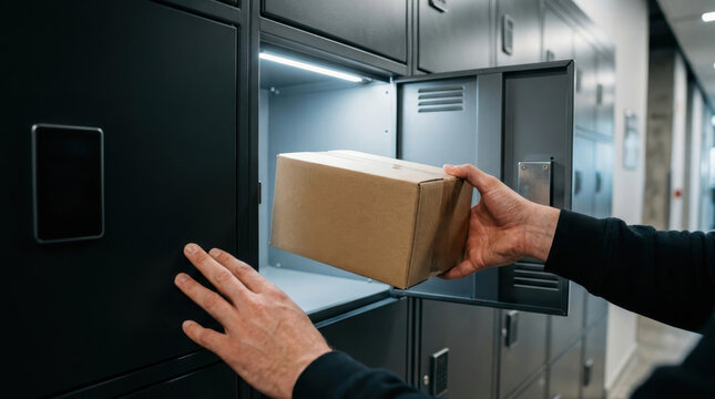 Person placing a parcel inside an electronic security delivery locker