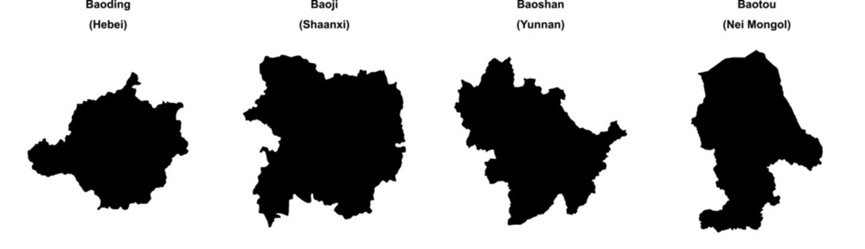 Baoding, Baoji, Baoshan, Baotou outline maps