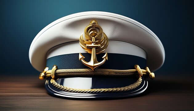classic white captain s hat with gold anchor