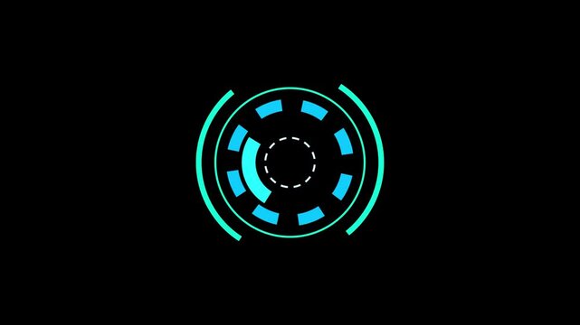 Abstract circular digital interface elements for futuristic technology and data display