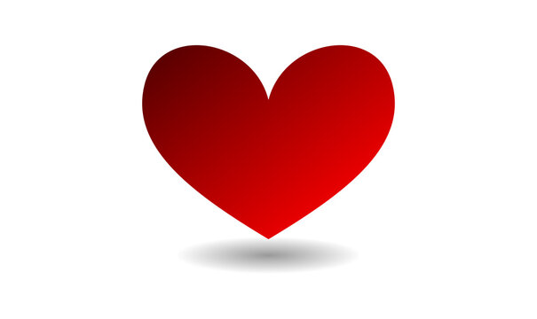 Red Heart Icon Floating With Shadow Valentine Love Romance Symbol PNG Graphic Element