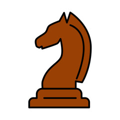 Brown chess knight icon representing strategy, tactical thinking, competition, intelligence, board games, and strategic gameplay. © AZKCanvas