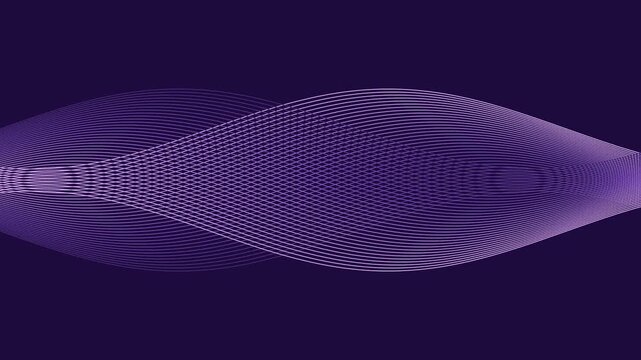 Crosswoven sine ribbons moving in a smooth rhythmic pattern in aurora lilac