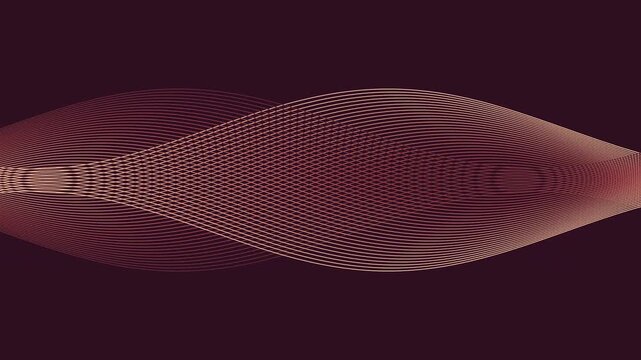 Crosswoven sine ribbons moving in a smooth rhythmic pattern in copper rose