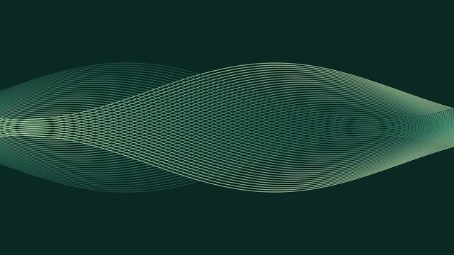 Crosswoven sine ribbons moving in a smooth rhythmic pattern in jade mist