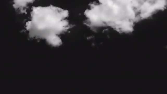 Soft animated clouds on a transparent alpha channel, ideal for overlays, motion graphics, weather scenes, sky compositions, transitions and video editing.