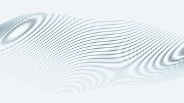 Layered ribbon waves flowing through an abstract space in pearl blue