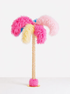 Colorful Faux Fur Palm Tree Decoration for Home or Party Use