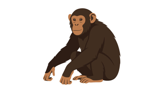 Chimpanzee Vector Illustration in Flat Design Style