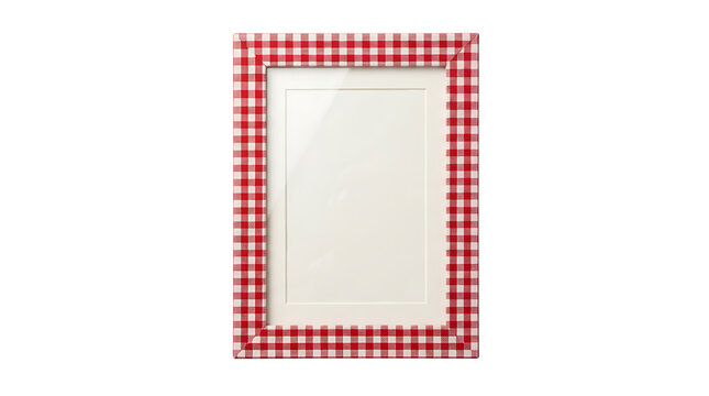 Red and white checkered picture frame on black background for rustic decor