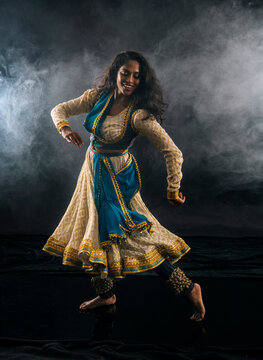 Indian classical South Asian dancer performing with ankle bells