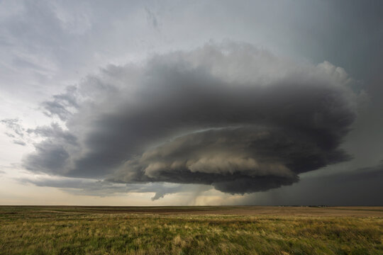 Mesocyclone storm forming over grassland plains