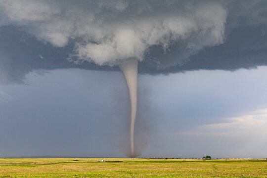 Tornado funnel descending over field near dickens nebraska