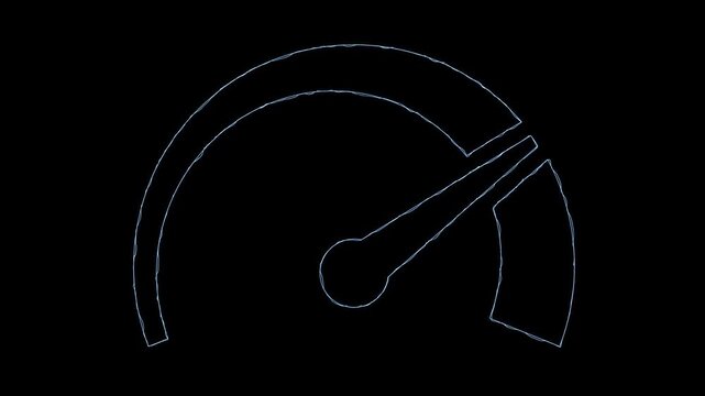Performance Speedometer Gauge Animation Loop Neon Glowing Blue Icon Motion Graphics Dashboard Speed Meter Acceleration Control Velocity Video Footage
