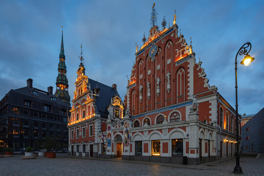 House of the Black Heads historic building with astronomical clock