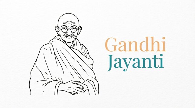 Gandhi Jayanti Greeting Card with Mahatma Gandhi Portrait and Indian Flag Colors
