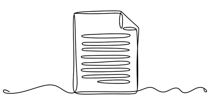 Paper document sheet outline black line drawing for office business report template or professional corporate file assets.