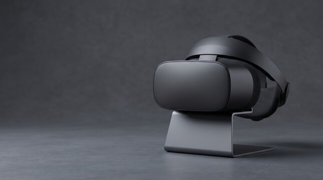 Black Virtual Reality Headset on Stand