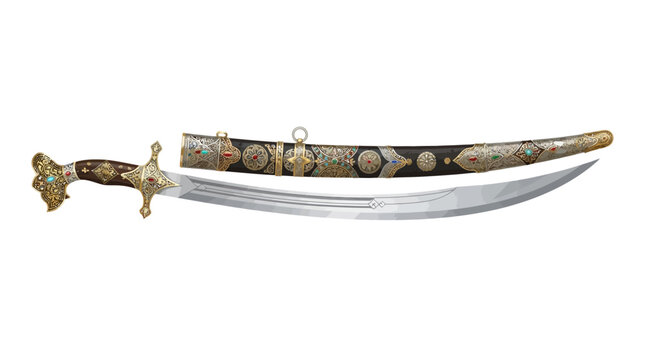 dagger and knife isolated on white Bulgarian_historical_sword_displ