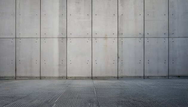 minimalist raw concrete wall with vertical panels and visible tie rod holes creating a clean modern and industrial background