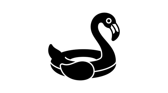 Inflatable flamingo pool float ring silhouette illustration.