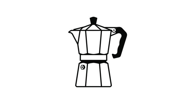 Italian moka pot coffee maker outline illustration.